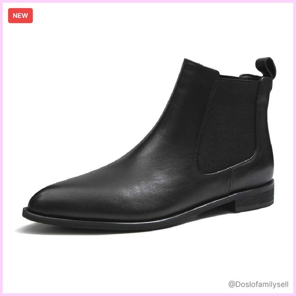Pointed Toe Leather Chelsea Boots Classic Elegant Minimal Chic Slip Resistant